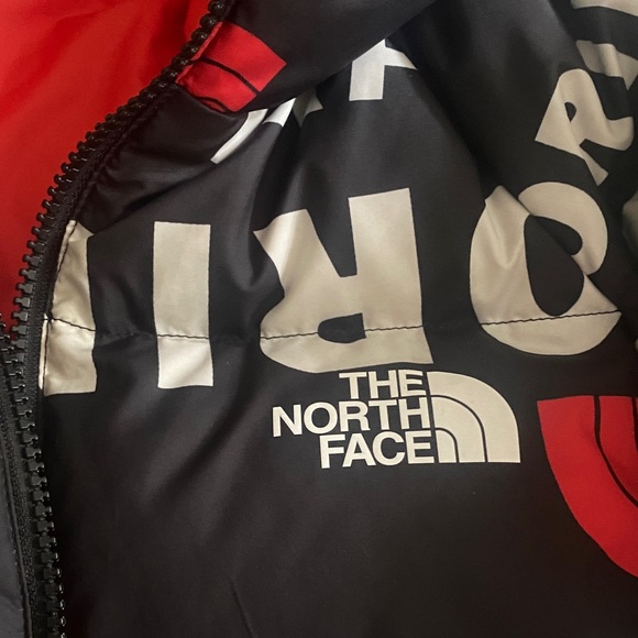 The North Face Black and Red Puffer Jacket with Sporty Style - Picture 2 of 4